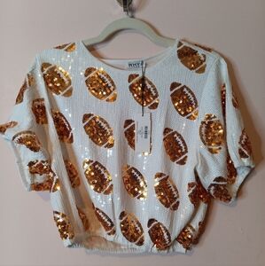 Why Dress Fully Sequined White Football Shirt, Size Small.